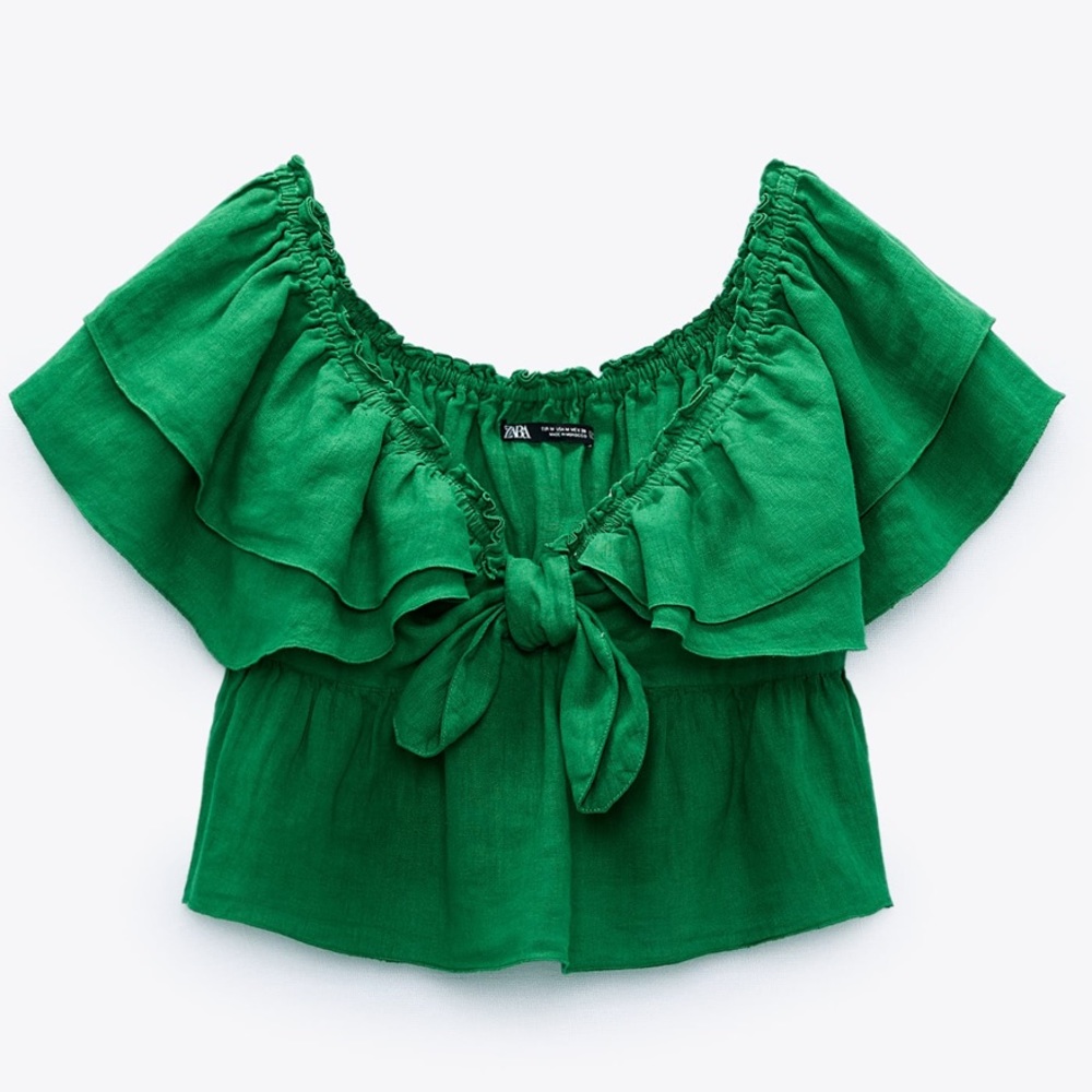 Zara Linen Ruffle Top